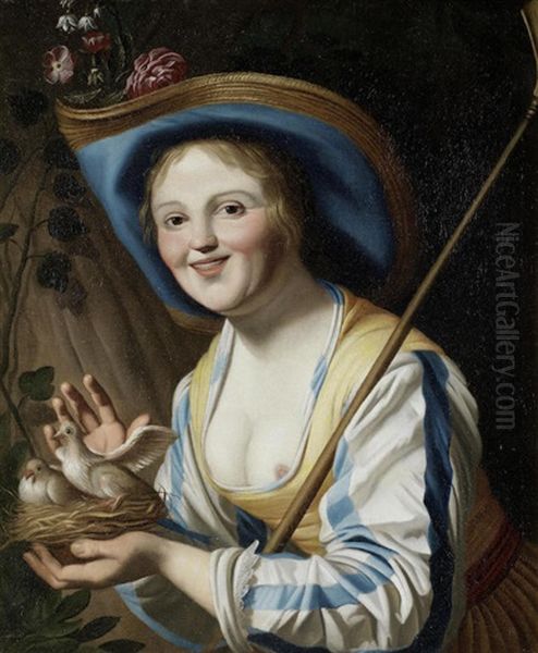 Portrait Of A Shepherdess With A Bird Nest - view 1