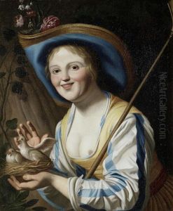 Portrait Of A Shepherdess With A Bird Nest