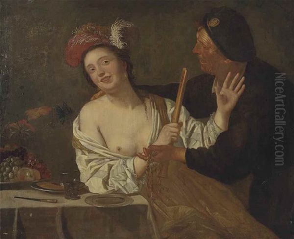 A Man Propositioning A Woman In An Interior - view 1