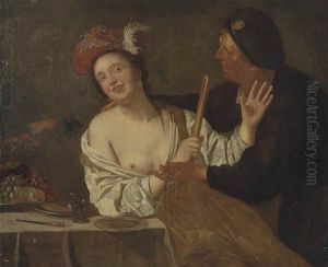A Man Propositioning A Woman In An Interior A Man Propositioning A Woman In An Interior