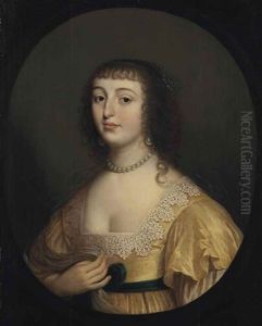 Portrait Of Elisabeth Of Bohemia (1618-1680), Princess Palatine, Bust-length, In A Yellow Dress With White Lace, In A Sculpted Oval