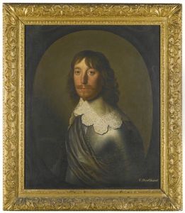 Portrait Of A Gentleman, Head And Shoulders, With A Grey Sash Around His Armour by Gerrit Van Honthorst