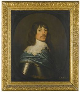 Portrait Of A Gentleman, Head And Shoulders, With A Blue Sash Around His Armour by Gerrit Van Honthorst