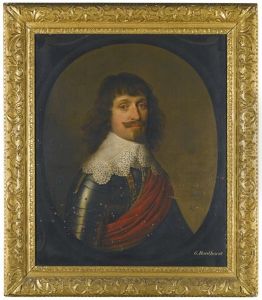 Portrait Of A Gentleman, Head And Shoulders, With A Red Sash Over His Armour