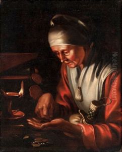 Old Woman Counting Money (allegory Of Avarice) by Gerrit Van Honthorst