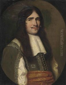 Portrait Of A Gentleman In A Green Embroidered Coat With A Rust Sash And Lace Collar