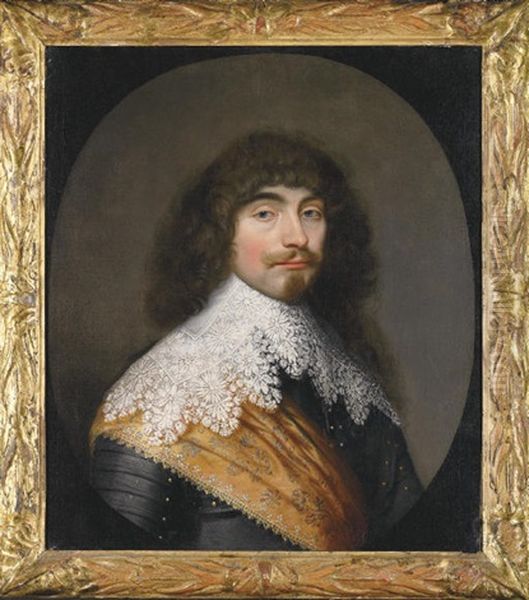 Portrait Of An Officer In Armour, With An Orange Sash And Lace Collar - view 1