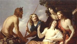 Pan Presenting Grapes To A Party Of Young Men And Women (in Collab. W/artist's Studio)