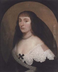 Portrait Of Elizabeth Stuart, Queen Of Bohemia, In A Black Dress With A White Lace Collar And Pearls, And A Black Headdress by Gerrit Van Honthorst