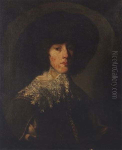 Portrait Of Rupert, Prince Palatine, In A Black Slashed Doublet With A Lace Collar And A Black Hat - view 1