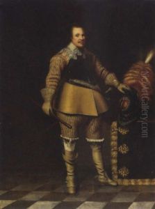 Portrait Of A Cavalier, His Left Hand On A Plumed Helmet