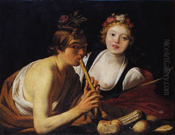 Le Joueur De Flute Et La Bergere - view 1