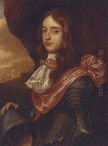Portait Of A Nobleman In Armour With A Crimson Sash (prince Rupert Palatine?) by Gerrit Van Honthorst