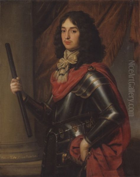 Portrait Of Prince Edward Of The Palatine, In Armour And A Red Mantle, A Baton In His Right Hand - view 1