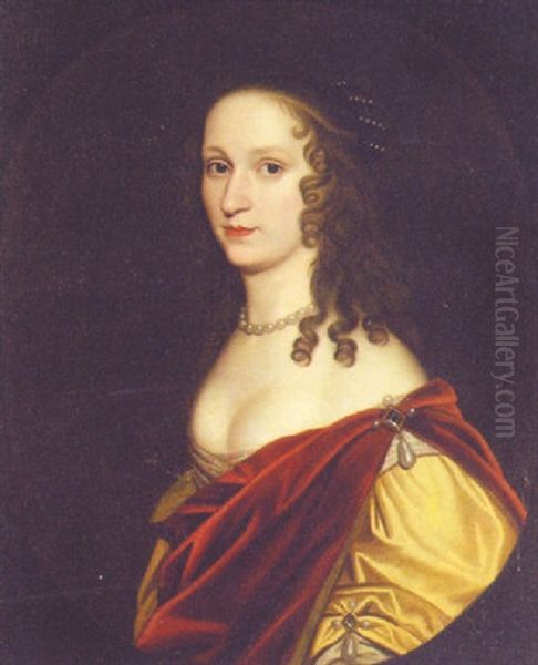 Portrait Of Sophia, Princess Palatine, In A Gold Dress With A Crimson Wrap - view 1