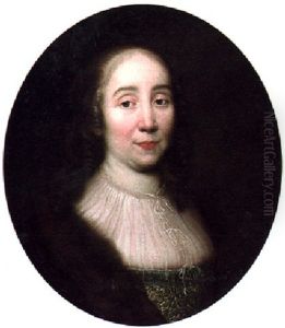 Portrait Of A Lady Wearing A Fur Trimmed Coat And A Green Dress With Gold Braid