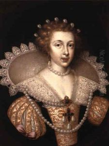 Portrait Of A Lady In Black Dress With White Bodice And A Ruff