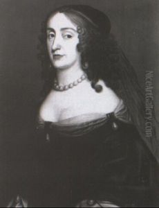 Portrait Of A Lady Wearing A Black Dress And Pearls by Gerrit Van Honthorst