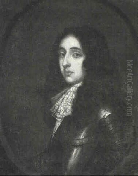 Portrait Of A Gentleman Possibly Prince Rupert, Count Palatine, Bust Length Wearing Armour, In A Painted Oval - view 1