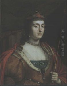 Portrait D'elizabeth De Boheme En Buste, La "winter Queen", Portant Une Couronne Et Un Sceptre by Gerrit Van Honthorst