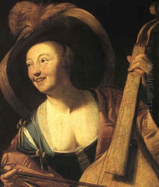 A Young Woman Playing The Viol - view 1