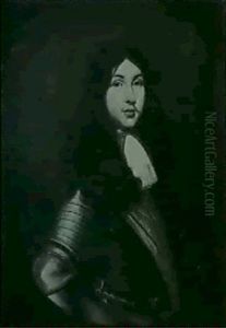 A Portrait Of A Cavalry Gentleman, Half Length, Wearing A   Suit Of Armour Adorned With An Orange Sash