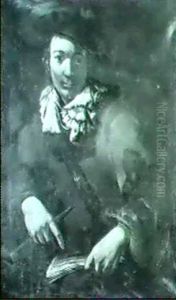 Bildnis Eines Musikanten In Rotem Wams Und Federgeschmucktem Barret. ...