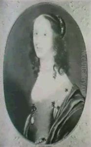 Portrait Of A Lady, Said To Be Lady Lilias Drummond,        Half Length In A Gold Dress