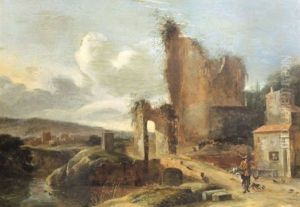 Paysage Anime Avec Ruine De Chateau by Charles Cornelisz de Hooch