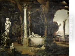 An Architectural Capriccio With Classical Ruins by Charles Cornelisz de Hooch