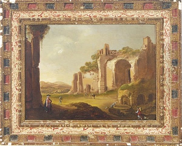 An Italianate Landscape With Figures Amongst Ruins - view 1