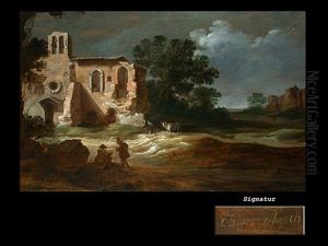 Landschaft Mit Ruine Und Figurenstaffage by Charles Cornelisz de Hooch