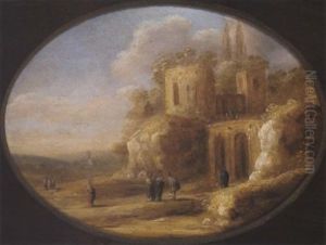 Romische Ruinenlandschaft Mit Christus Der Den Blinden Heilt