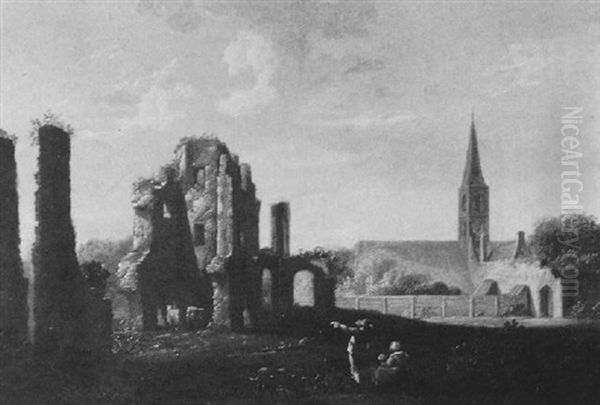 Landschaft Mit Ruinen Und Einer Dorfkirche - view 1