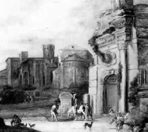 Travellers By A Fountain Near Classical Ruins Travellers By A Fountain Near Classical Ruins