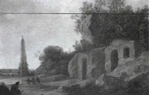 Landscape With Travellers Beside Ruins And An Obelisk Landscape With Travellers Beside Ruins And An Obelisk
