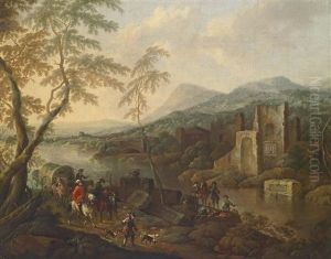 Flusslandschaft Mit Ruinen Und Reisenden by Horatius de Hooch