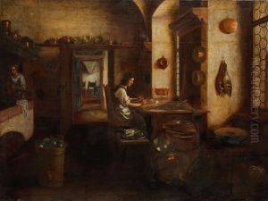 Kucheninterieur Mit Figuren Und Federvieh