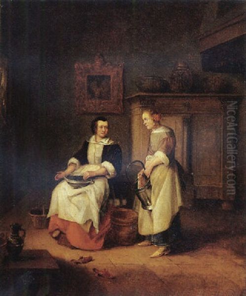 A Woman And Her Maid In An Interior - view 1