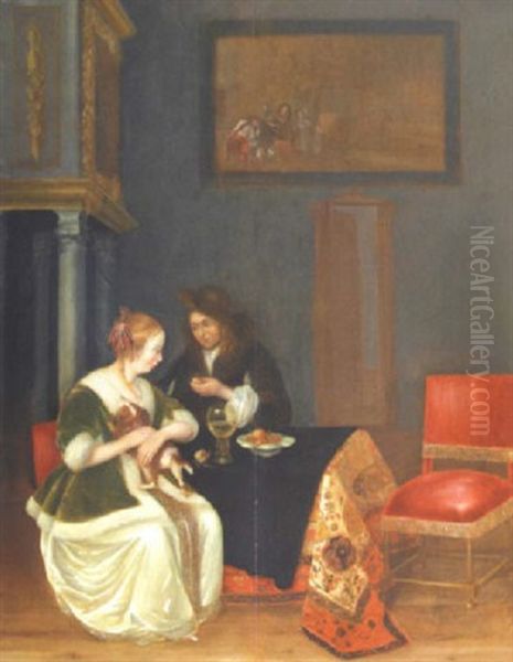Gentilhomme Offrant Un Fruit A Une Dame - view 1