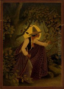 Woodsman In The Moonlight by George Washington Hood