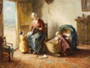 Tending Baby In A Seaside Cottage