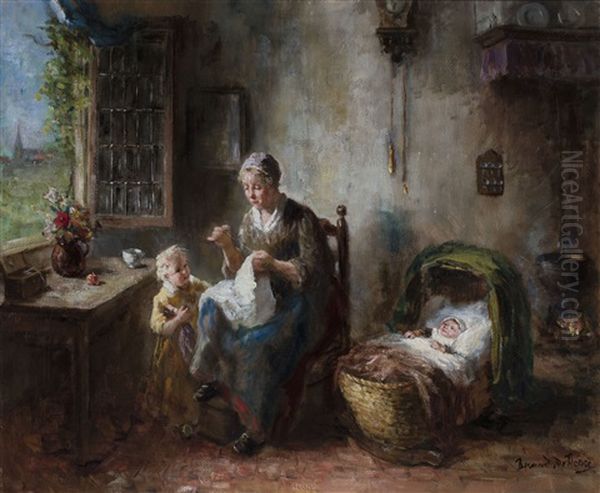 Mother With Children In Interior - view 1