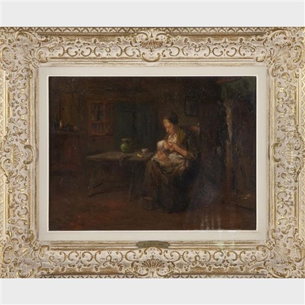 Interior With Mother Feeding Her Baby - view 1