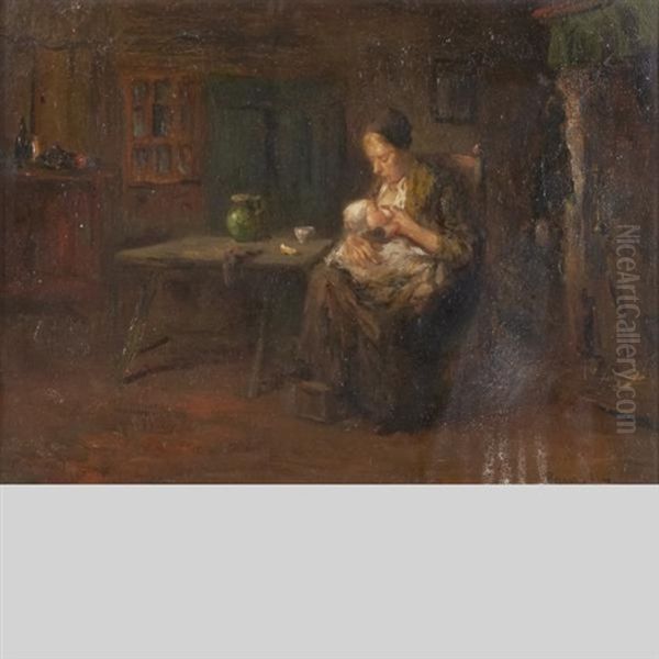 Interior With Mother Feeding Her Baby - view 1