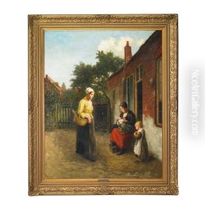 Visiting The New Mother by Bernard Johann De Hoog