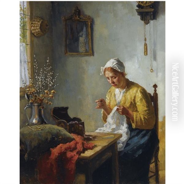 Doing Needlework By The Window - view 1