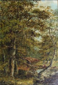 Woodland River Landscape by William Rodney Barnes