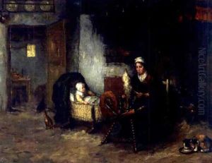 The Spinning Wheel by Bernard Johann De Hoog