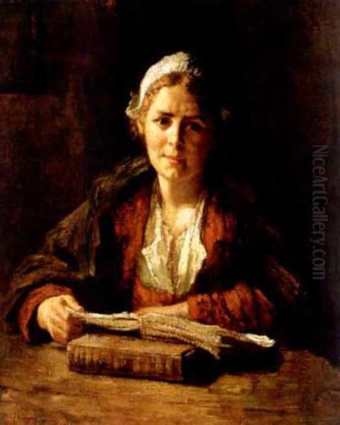 Pretty Dutch Girl Reading - view 1